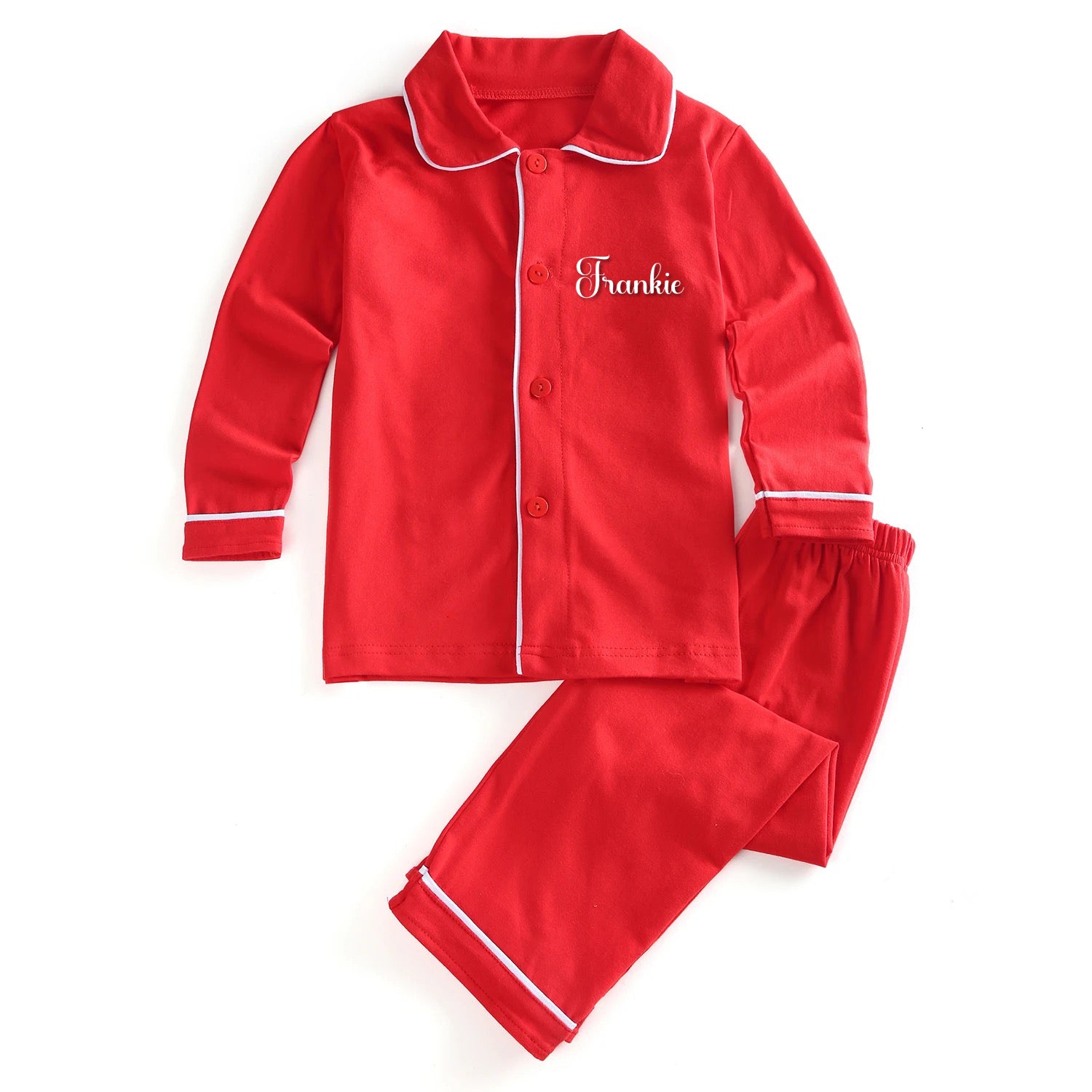 Boys Red Personalised Pyjamas – LIV LOVE DESIGNS - Main Image