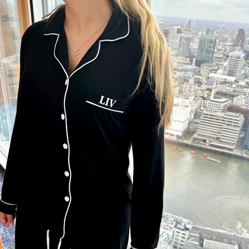 Ladies Luxury Pyjamas BLACK - Main Image