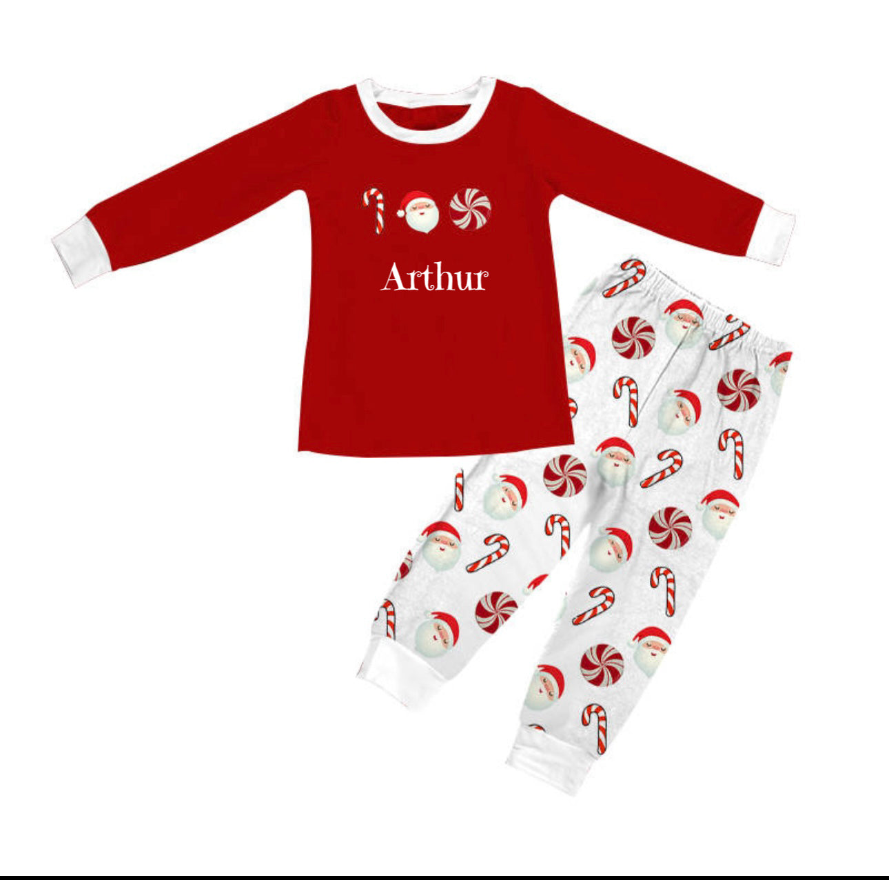 Boys Candycane Personalised Christmas Pyjamas