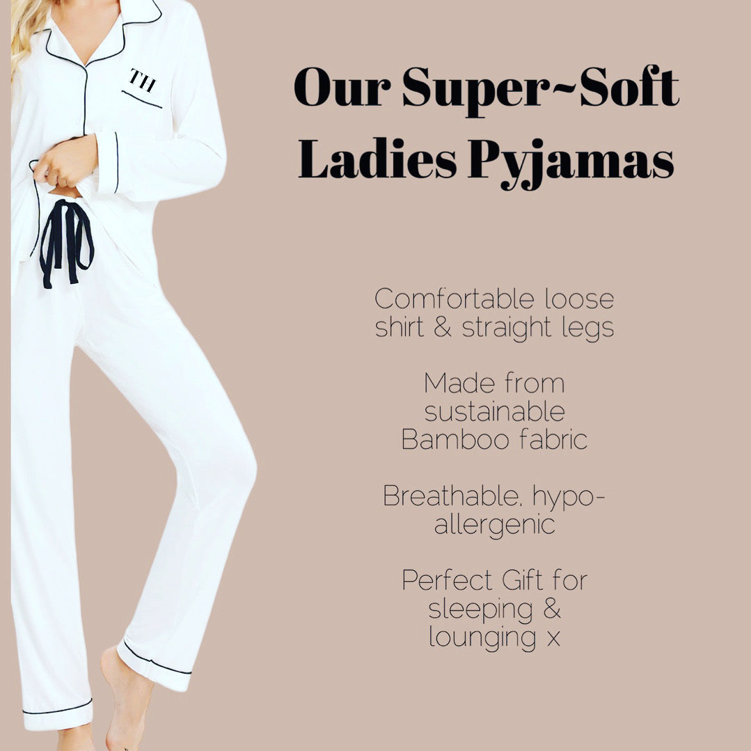 Luxury Personalised Pyjamas WHITE