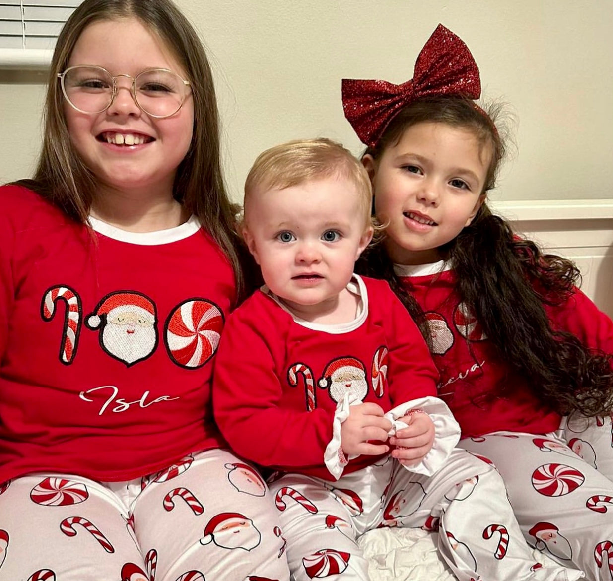 Girls Christmas CandyCane Personalised Pyjamas