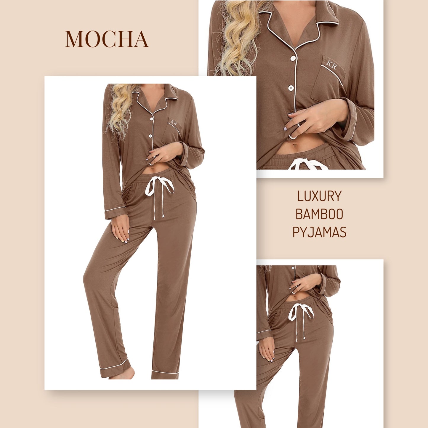 Luxury Personalised Pyjamas MOCHA