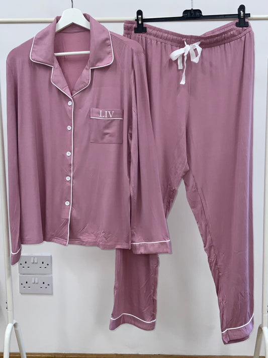 Luxurious personalised bamboo pyjamas  ROSE PINK