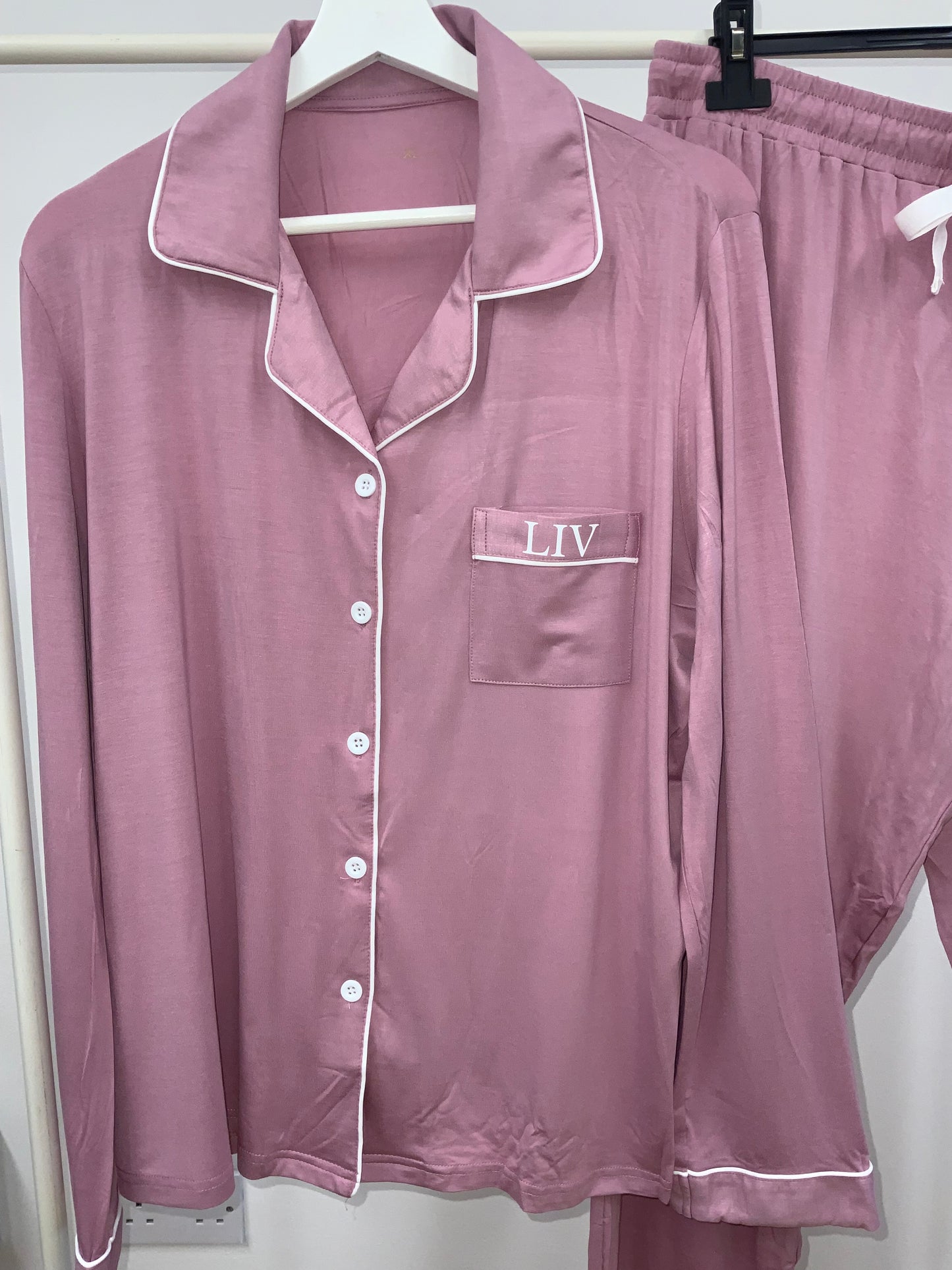 Luxurious personalised bamboo pyjamas  ROSE PINK