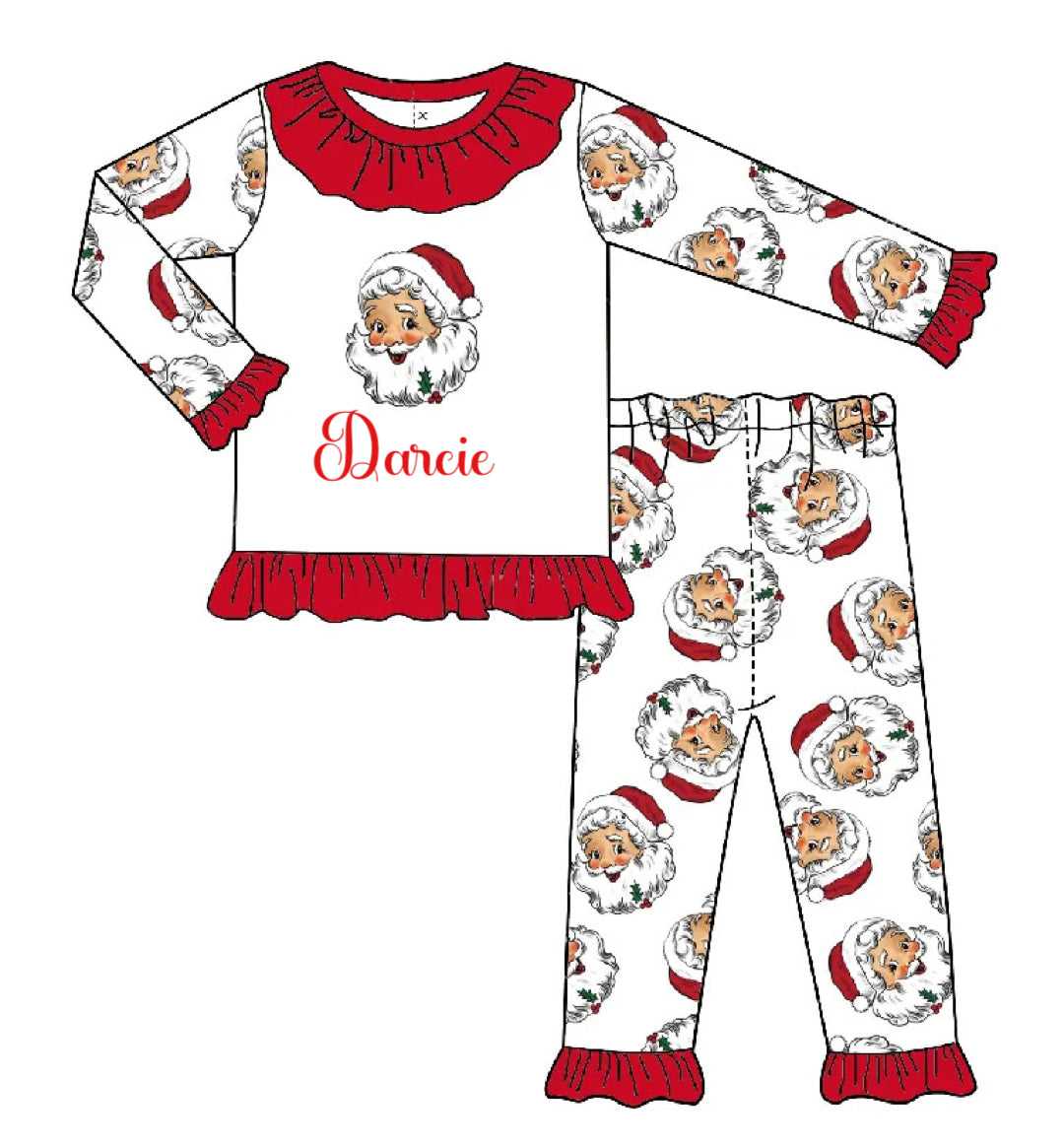 GIRLS Christmas SANTA Pyjamas