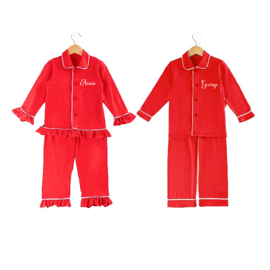 Boys Red Personalised Pyjamas